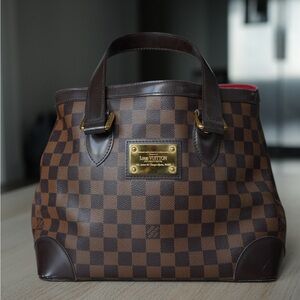 Louis Vuitton Damier Ebene Tote with Gold Accents